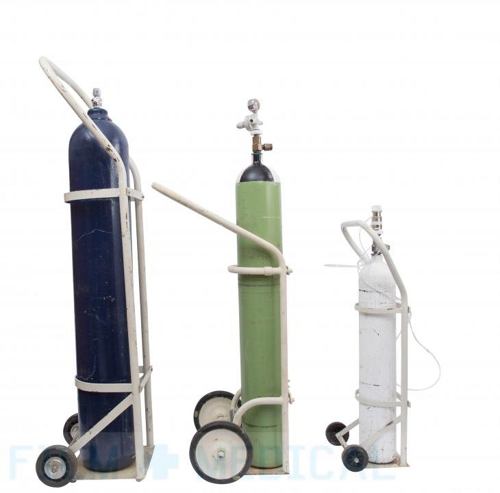 Group oxygen tanks and trolley